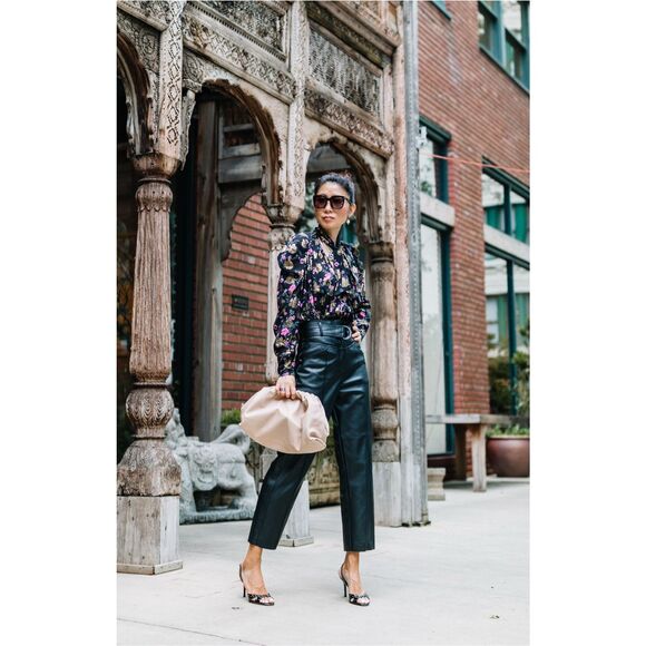 ZARA Metallic‎ Shimmer Tie Neck Blouse Small Gold Floral Statement - Picture 2 of 15